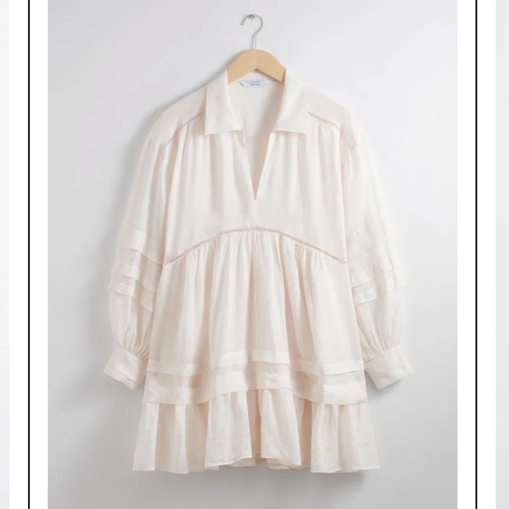 & Other Stories Relaxed Collared White Mini Dress